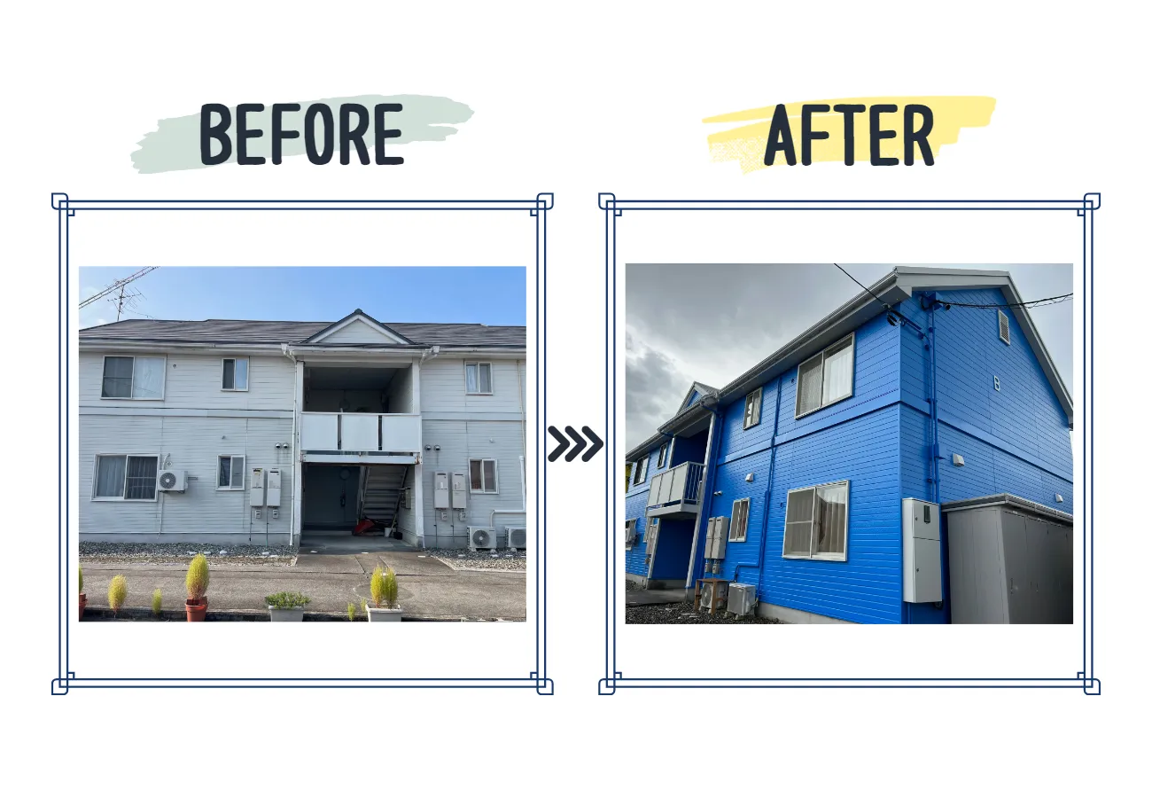 施工例＜外壁塗装＞　アパートS