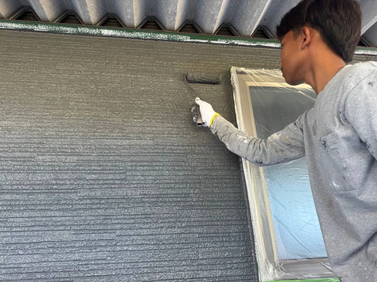 外壁　上塗り塗装　グランセラトップ2液水性