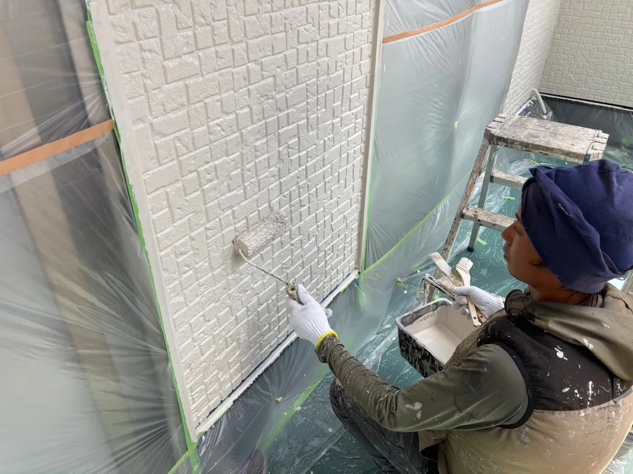 外壁　上塗り塗装　グランセラトップ2液水性